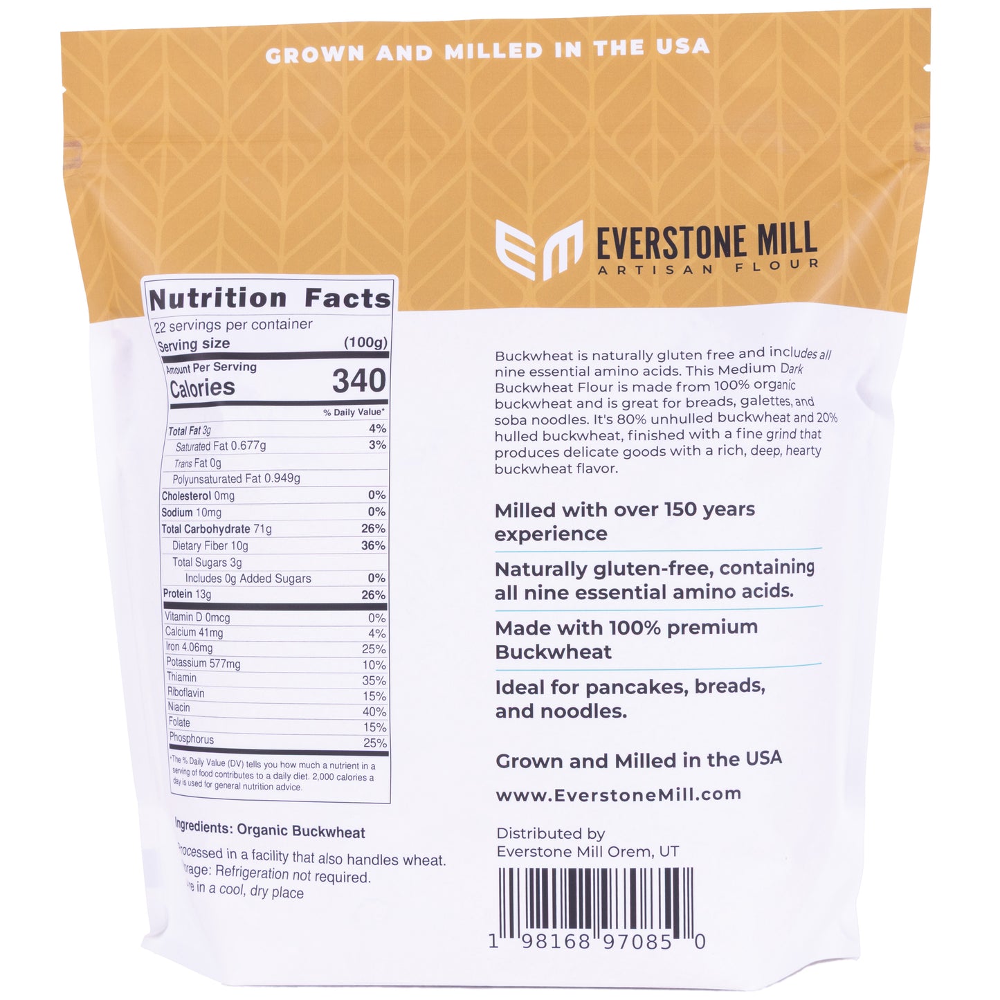 Buckwheat Flour | 5 LBS | Premium Quality Organic | Medium Dark | Fine Grind