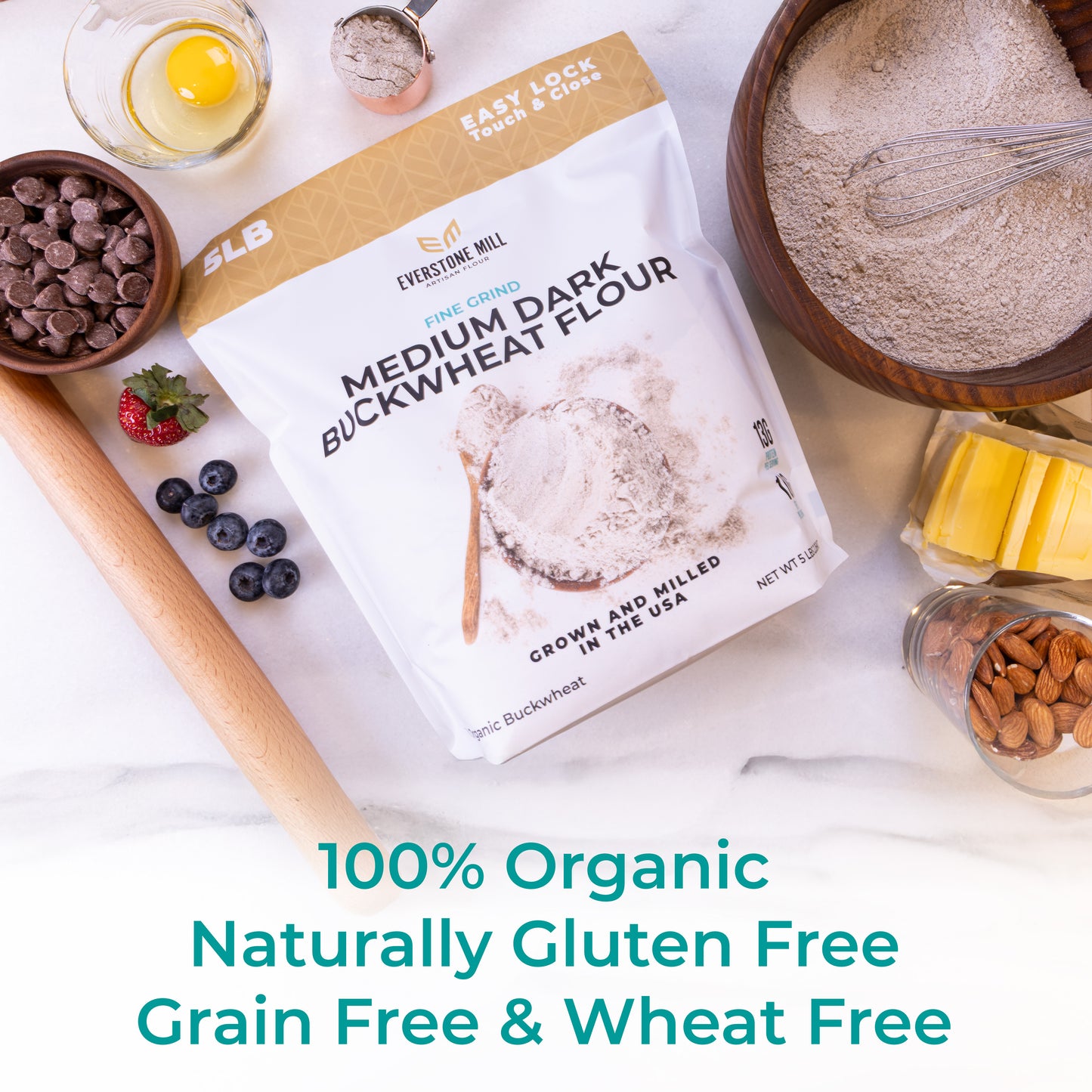 Buckwheat Flour | 5 LBS | Premium Quality Organic | Medium Dark | Fine Grind