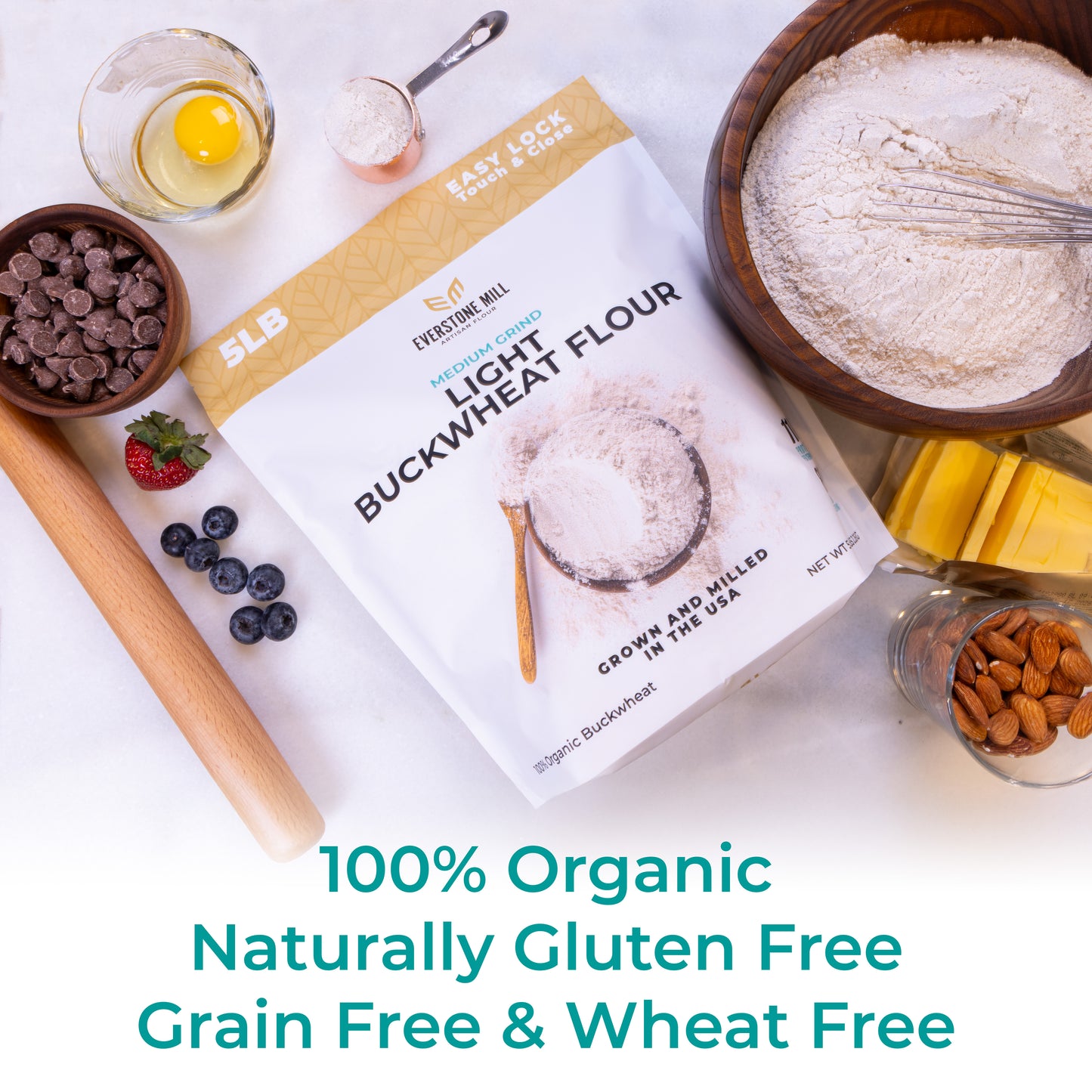 Buckwheat Flour | 5 LBS | Premium Quality Organic | Light/White | Medium Grind