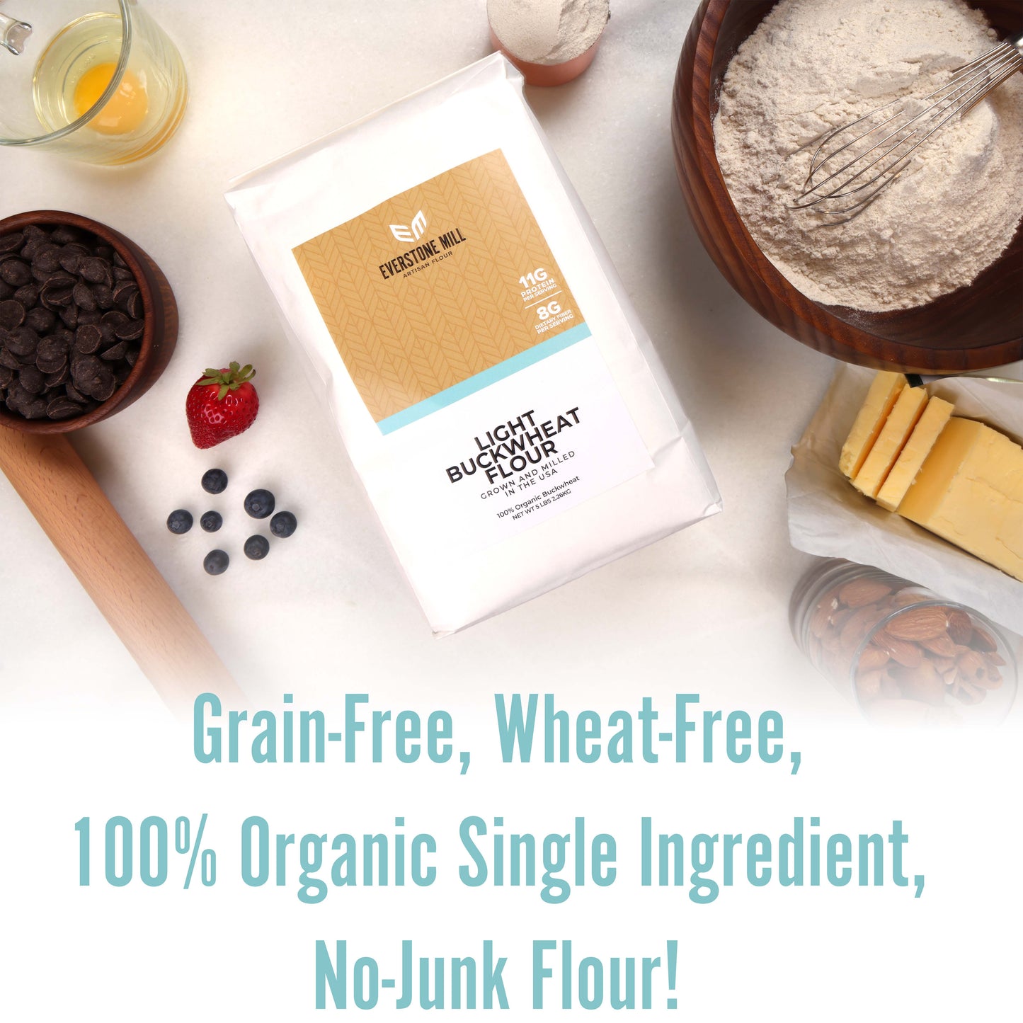 Organic Buckwheat Flour - Light/White | 5 LBS | Premium Quality